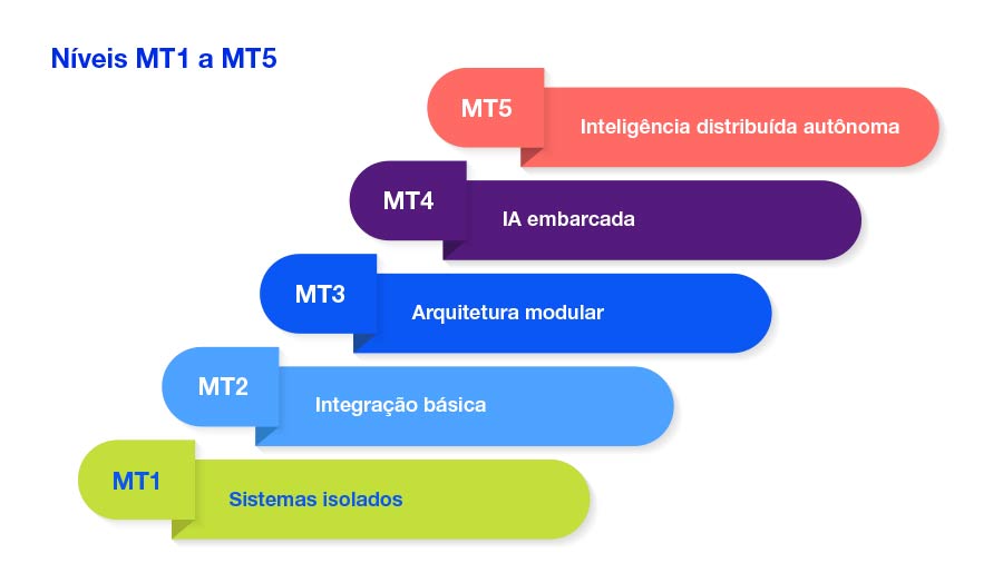 A Meta utiliza um modelo com cinco níveis de maturidade (MT1 a MT5)